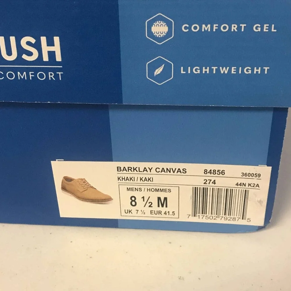 Nunn Bush Mens Size 8.5M Barklay Canvas Plain Toe Oxford. Khaki